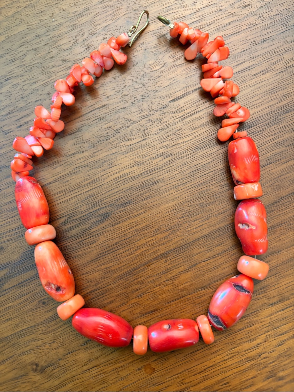 Handcrafted Coral-Red Chunky Bead Necklace